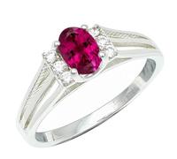 SILVERTROVE Anello argento sterling 925 con Rubellite coltivato in laboratorio pietra preziosa per uomo e donna, gioielli fatti a mano di tutte le taglie CRG1241AQ_65 (20.7)