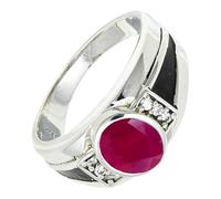 SILVERTROVE Anello argento sterling 925 con Rubino coltivato in laboratorio pietra preziosa per uomo e donna, gioielli fatti a mano di tutte le taglie CRG1166AM_51 (16.2)