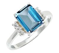 SILVERTROVE Anello argento sterling 925 con Topazio blu di Londra coltivato in laboratorio pietra preziosa per uomo e donna, gioielli fatti a mano di tutte le taglie CRG1252AT_68 (21.6)