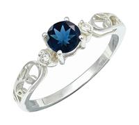 SILVERTROVE Anello argento sterling 925 con Topazio blu di Londra coltivato in laboratorio pietra preziosa per uomo e donna, gioielli fatti a mano di tutte le taglie CRG1237AT_50 (15.9)