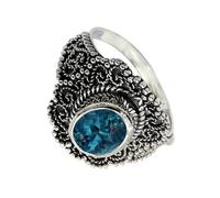 SILVERTROVE Anello argento sterling 925 con Topazio blu di Londra coltivato in laboratorio pietra preziosa per uomo e donna, gioielli fatti a mano di tutte le taglie CRG1137AT_47 (15.0)