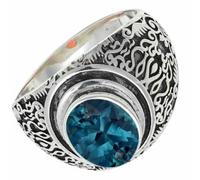 SILVERTROVE Anello argento sterling 925 con Topazio blu di Londra coltivato in laboratorio pietra preziosa per uomo e donna, gioielli fatti a mano di tutte le taglie CRG1220AT_53 (16.9)