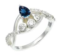 SILVERTROVE Anello argento sterling 925 con Topazio blu di Londra coltivato in laboratorio pietra preziosa per uomo e donna, gioielli fatti a mano di tutte le taglie CRG1253AT_50 (15.9)