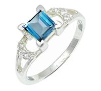 SILVERTROVE Anello argento sterling 925 con Topazio blu di Londra coltivato in laboratorio pietra preziosa per uomo e donna, gioielli fatti a mano di tutte le taglie CRG1247AT_50 (15.9)