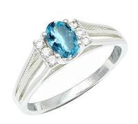 SILVERTROVE Anello argento sterling 925 con Topazio blu pietra preziosa per uomo e donna, gioielli fatti a mano di tutte le taglie CRG1241AK_57 (18.1)