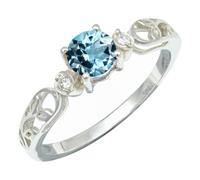 SILVERTROVE Anello argento sterling 925 con Topazio blu pietra preziosa per uomo e donna, gioielli fatti a mano di tutte le taglie CRG1237AK_51 (16.2)