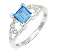 SILVERTROVE Anello argento sterling 925 con Topazio blu pietra preziosa per uomo e donna, gioielli fatti a mano di tutte le taglie CRG1247AK_60 (19.1)