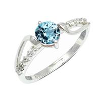SILVERTROVE Anello argento sterling 925 con Topazio blu pietra preziosa per uomo e donna, gioielli fatti a mano di tutte le taglie CRG1242AK_73 (23.2)
