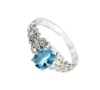 SILVERTROVE Anello argento sterling 925 con Topazio blu pietra preziosa per uomo e donna, gioielli fatti a mano di tutte le taglie CRG1121AK_70 (22.3)