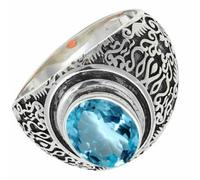 SILVERTROVE Anello argento sterling 925 con Topazio blu pietra preziosa per uomo e donna, gioielli fatti a mano di tutte le taglie CRG1220AK_55 (17.5)