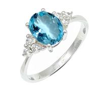 SILVERTROVE Anello argento sterling 925 con Topazio blu pietra preziosa per uomo e donna, gioielli fatti a mano di tutte le taglie CRG1246AK_73 (23.2)