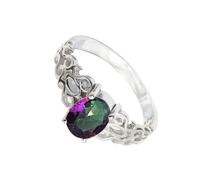 SILVERTROVE Anello argento sterling 925 con Topazio mistico pietra preziosa per uomo e donna, gioielli fatti a mano di tutte le taglie CRG1121AG_68 (21.6)
