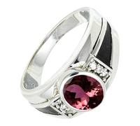 SILVERTROVE Anello argento sterling 925 con Tormalina rosa coltivato in laboratorio pietra preziosa per uomo e donna, gioielli fatti a mano di tutte le taglie CRG1166AR_72 (22.9)