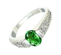 SILVERTROVE Anello argento sterling 925 con Tsavorite coltivato in laboratorio pietra preziosa per uomo e donna, gioielli fatti a mano di tutte le taglie CRG1168AU_56 (17.8)