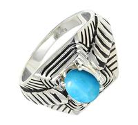 SILVERTROVE Anello argento sterling 925 con Turchese coltivato in laboratorio pietra preziosa per uomo e donna, gioielli fatti a mano di tutte le taglie CRG1169BT_52 (16.6)