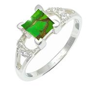 SILVERTROVE Anello argento sterling 925 con Turchese verde ramato pietra preziosa per uomo e donna, gioielli fatti a mano di tutte le taglie CRG1247BJ_72 (22.9)