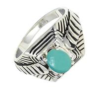 SILVERTROVE Anello con pietra preziosa Calcedonio acquamarina per uomo e donna, argento sterling 925, gioiello fatto a mano CRG1169CE_47 (15.0)