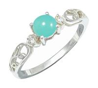 SILVERTROVE Anello con pietra preziosa Calcedonio acquamarina per uomo e donna, argento sterling 925, gioiello fatto a mano CRG1237CE_60 (19.1)