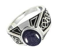 SILVERTROVE Anello con pietra preziosa Pietra del sole sintetica per uomo e donna, in argento sterling 925, regalo di gioielli CRG1170CA_73 (23.2)