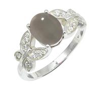 SILVERTROVE Anello con pietra preziosa Pietra di luna grigia per uomo e donna, argento sterling 925, gioiello fatto a mano CRG1251BQ_50 (15.9)