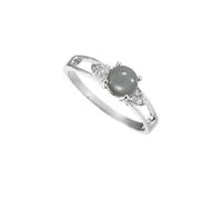 SILVERTROVE Anello con pietra preziosa Pietra di luna grigia per uomo e donna, in argento sterling 925, regalo di gioielli CRG1238BQ_49 (15.6)