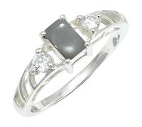 SILVERTROVE Anello con pietra preziosa Pietra di luna grigia per uomo e donna, in argento sterling 925, regalo di gioielli CRG1248BQ_52 (16.6)
