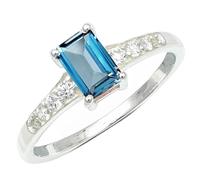 SILVERTROVE Anello con pietra preziosa Topazio blu di Londra coltivato in laboratorio per uomo e donna, argento sterling 925, gioiello fatto a mano CRG1239AT_62 (19.7)