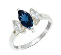SILVERTROVE Anello con pietra preziosa Topazio blu di Londra coltivato in laboratorio per uomo e donna, argento sterling 925, gioiello fatto a mano CRG1244AT_68 (21.6)