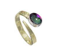 SILVERTROVE Anello in argento sterling 925 con topazio mistico Anello con pietra preziosa Uomo Donna Anello con fascia in pietra Anello di tutte le dimensioni Gioielli fatti a mano CRG1093AG_62 (19.7)