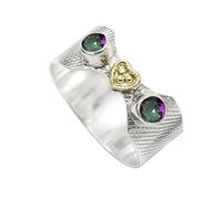 SILVERTROVE Anello in argento sterling 925 con topazio mistico Anello con pietra preziosa Uomo Donna Anello con fascia in pietra Anello di tutte le dimensioni Gioielli fatti a mano CRG1096AG_48 (15.3)