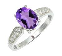 SILVERTROVE Anello Ottone placcato argento con Ametista pietra preziosa per uomo e donna, gioielli fatti a mano di tutte le taglie CRG1250AC_51 (16.2)