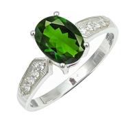 SILVERTROVE Anello Ottone placcato argento con Ossido di cromo coltivato in laboratorio pietra preziosa per uomo e donna, gioielli fatti a mano di tutte le taglie CRG1250BB_64 (20.4)