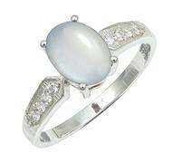 SILVERTROVE Anello Ottone placcato argento con Pietra di luna bianca pietra preziosa per uomo e donna, gioielli fatti a mano di tutte le taglie CRG1250BP_74 (23.6)