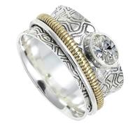 SILVERTROVE C Z Anello da meditazione in argento Sterling 925 massiccio con pietra preziosa e spinner, per uomo e donnaCRG1211AH_52 (16.6)