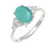 SILVERTROVE Calcedonio acquamarina pietra preziosa per Anello placcato argento Uomo e donna gioielli fatti a mano di tutte le taglie CRG1246CE_71 (22.6)