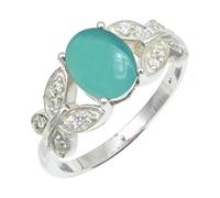 SILVERTROVE Calcedonio acquamarina pietra preziosa per Anello placcato argento Uomo e donna gioielli fatti a mano di tutte le taglie CRG1251CE_51 (16.2)