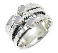 SILVERTROVE con pietra preziosa Pietra di luna bianca per uomo e donna Anello placcato argento gioiello fatto a mano CRG1269BP_50 (15.9)