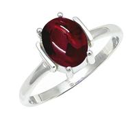 SILVERTROVE Granato cabochon pietra preziosa per Anello placcato argento Uomo e donna in gioiello fatto a mano CRG1255BS_58 (18.5)