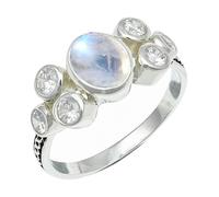 SILVERTROVE in Anello placcato argento con Pietra di luna arcobaleno pietra preziosa per uomo e donna gioielli fatti a mano di CRG1261BO_50 (15.9)