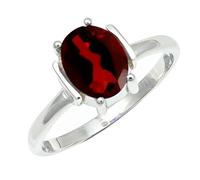SILVERTROVE in Granato pietra preziosa per Anello placcato argento Uomo e donna gioielli fatti a mano di tutte le taglie CRG1255AB_49 (15.6)