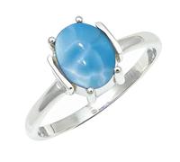 SILVERTROVE in Larimar pietra preziosa per Anello placcato argento Uomo e donna gioielli fatti a mano di tutte le taglie CRG1255BF_72 (22.9)