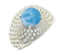 SILVERTROVE in Larimar pietra preziosa per Anello placcato argento Uomo e donna gioielli fatti a mano di tutte le taglie CRG1256BF_62 (19.7)