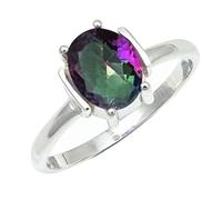 SILVERTROVE in Topazio mistico pietra preziosa per Anello placcato argento Uomo e donna gioielli fatti a mano di tutte le taglie CRG1255AG_51 (16.2)