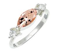 SILVERTROVE Morganite coltivato in laboratorio pietra preziosa per Anello placcato argento Uomo e donna gioielli di tutte le taglie CRG1249BC_47 (15.0)