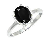 SILVERTROVE Onice nero pietra preziosa per Anello placcato argento Uomo e donna in gioiello fatto a mano CRG1255AE_55 (17.5)