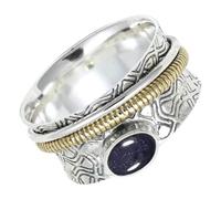 SILVERTROVE Pietra del sole sintetica Anello da meditazione con pietra preziosa per uomo e donna, in argento Sterling 925 massiccio, con spinnerCRG1211CA_62 (19.7)
