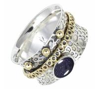 SILVERTROVE Pietra del sole sintetica Anello girevole in argento Sterling 925 massiccio con pietra preziosa per uomo e donna, fatto a manoCRG1213CA_75 (23.9)