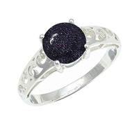 SILVERTROVE Pietra del sole sintetica pietra preziosa per Anello placcato argento Uomo e donna gioielli fatti a mano di tutte le taglie CRG1254CA_64 (20.4)