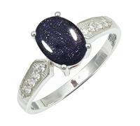 SILVERTROVE Pietra del sole sintetica pietra preziosa per Anello placcato argento Uomo e donna gioielli fatti a mano di tutte le taglie CRG1250CA_74 (23.6)