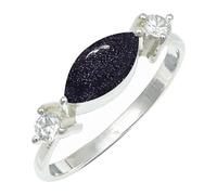 SILVERTROVE Pietra del sole sintetica pietra preziosa per Anello placcato argento Uomo e donna gioielli fatti a mano di tutte le taglie CRG1249CA_49 (15.6)